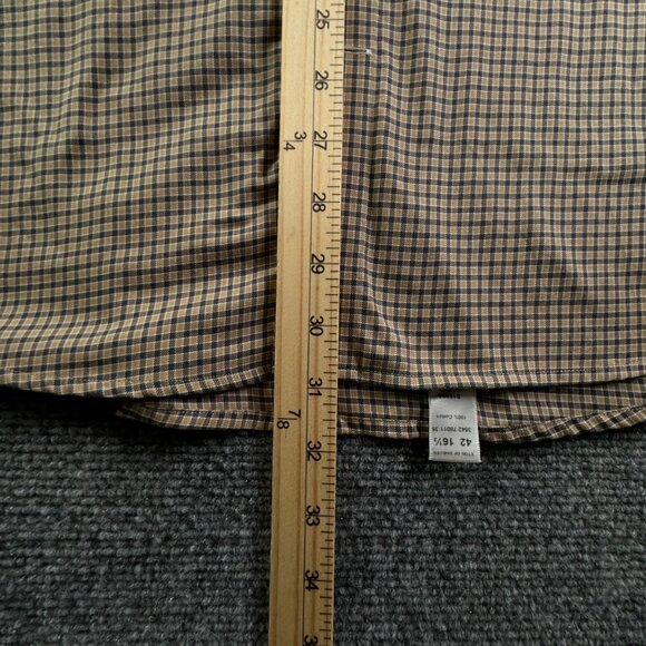 Eton Long Sleeve Button Up Shirt Men All Cotton Designer 16.5 Beige Blue Check - Picture 4 of 16